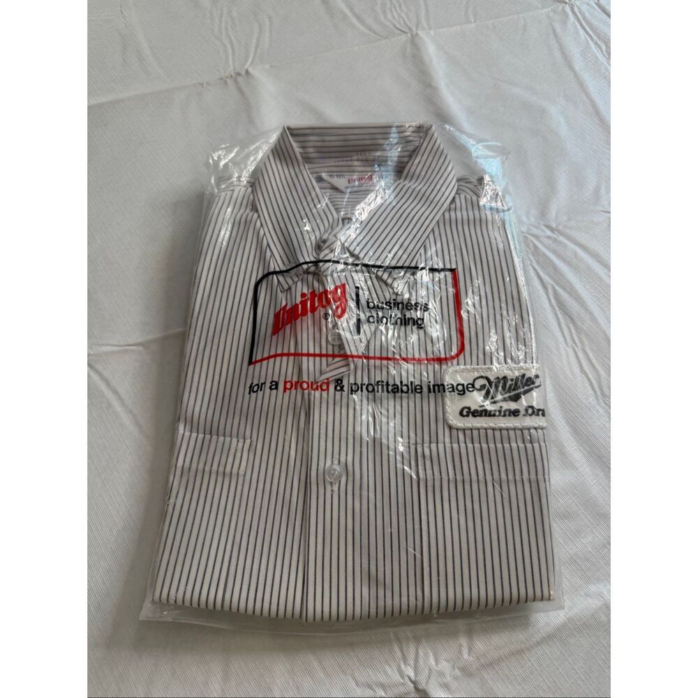 NOS Miller Genuine Draft Unitog Vintage Button Up Work Shirt Size 15-15 1/2 Reg